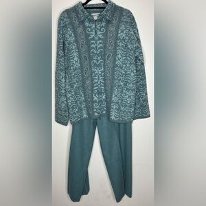 Pendleton Wool Aqua Sweater Jacket and Slacks Coordinate Set